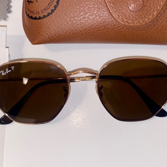 Ray-Ban Hexagonal 54mm Brown Gradient Polarized Sunglasses - Picture 6 of 12